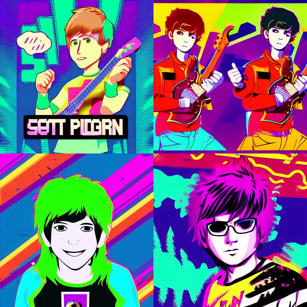 Vector Art of Scott Pilgrim in a Vaporwave Aesthetic