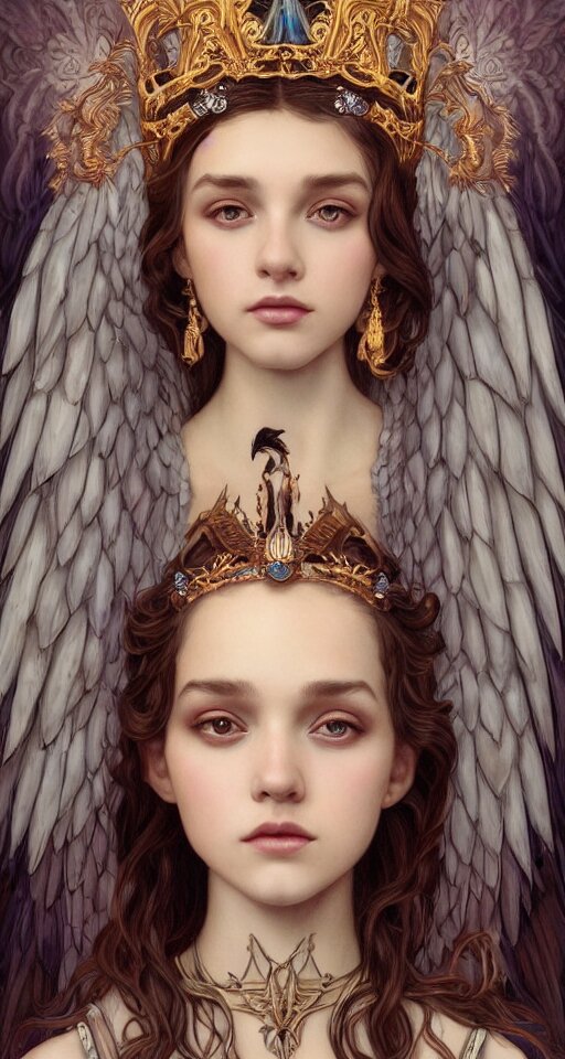 Beautiful Young Girl Wearing a Crown and Sadness in Her Eyes