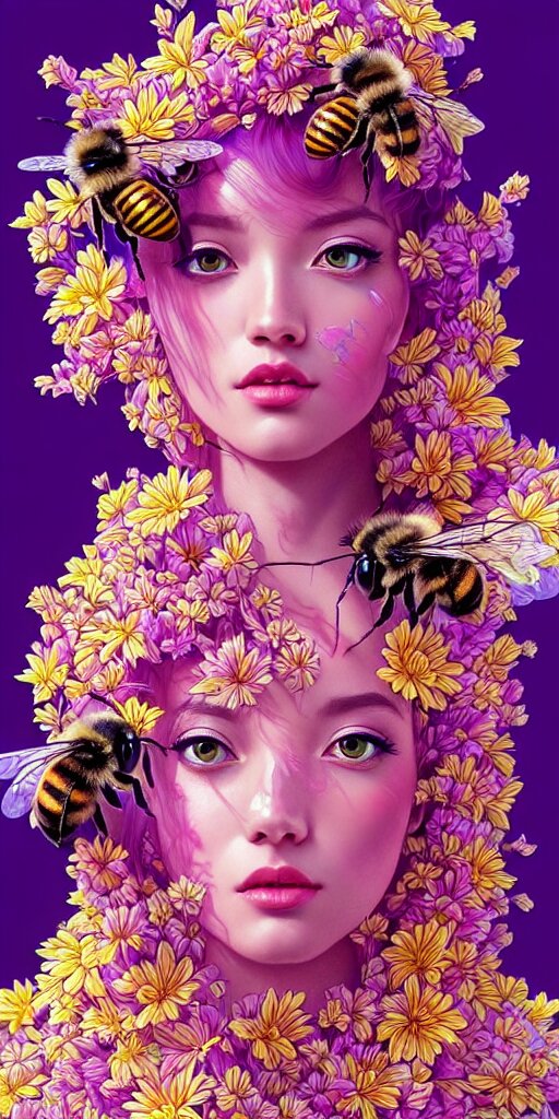 Hyper Detailed Ultra Sharp of a Beautiful Bee