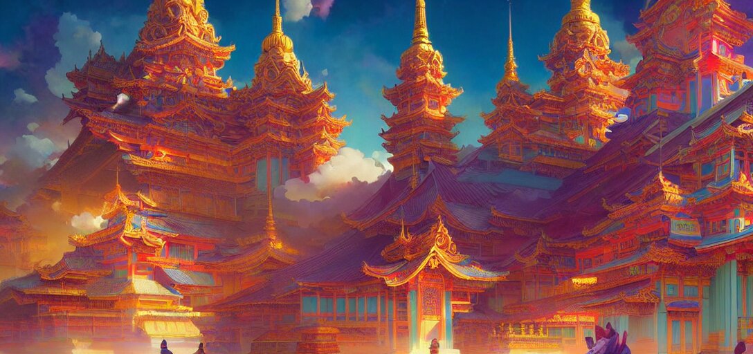 Buddhist Temple Vaporwave Aesthetic