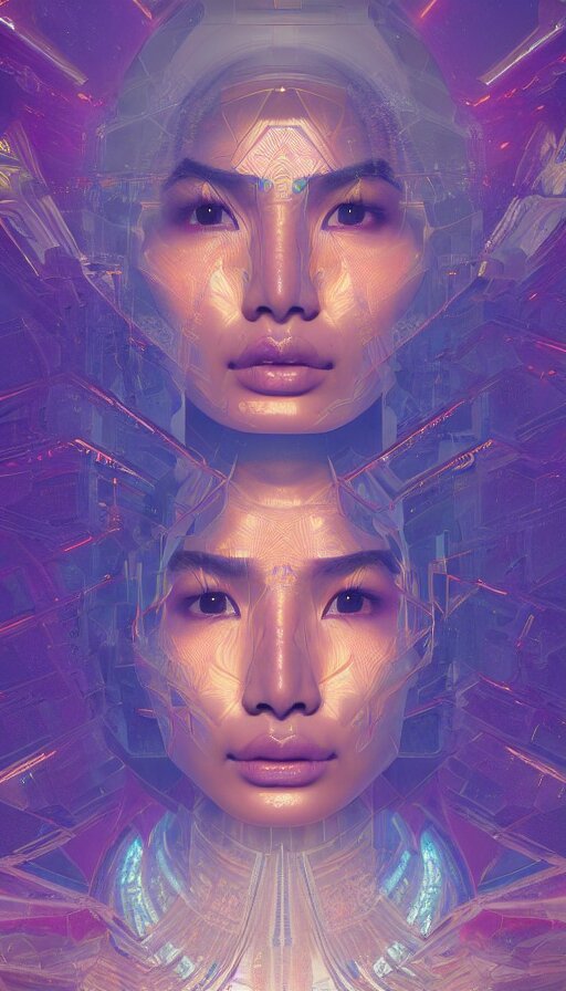 Portrait of Goddess Gemma Chan Symmetric