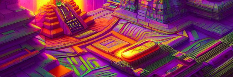 3 D Render of a Sprawling Miniature Cybernetic Temple