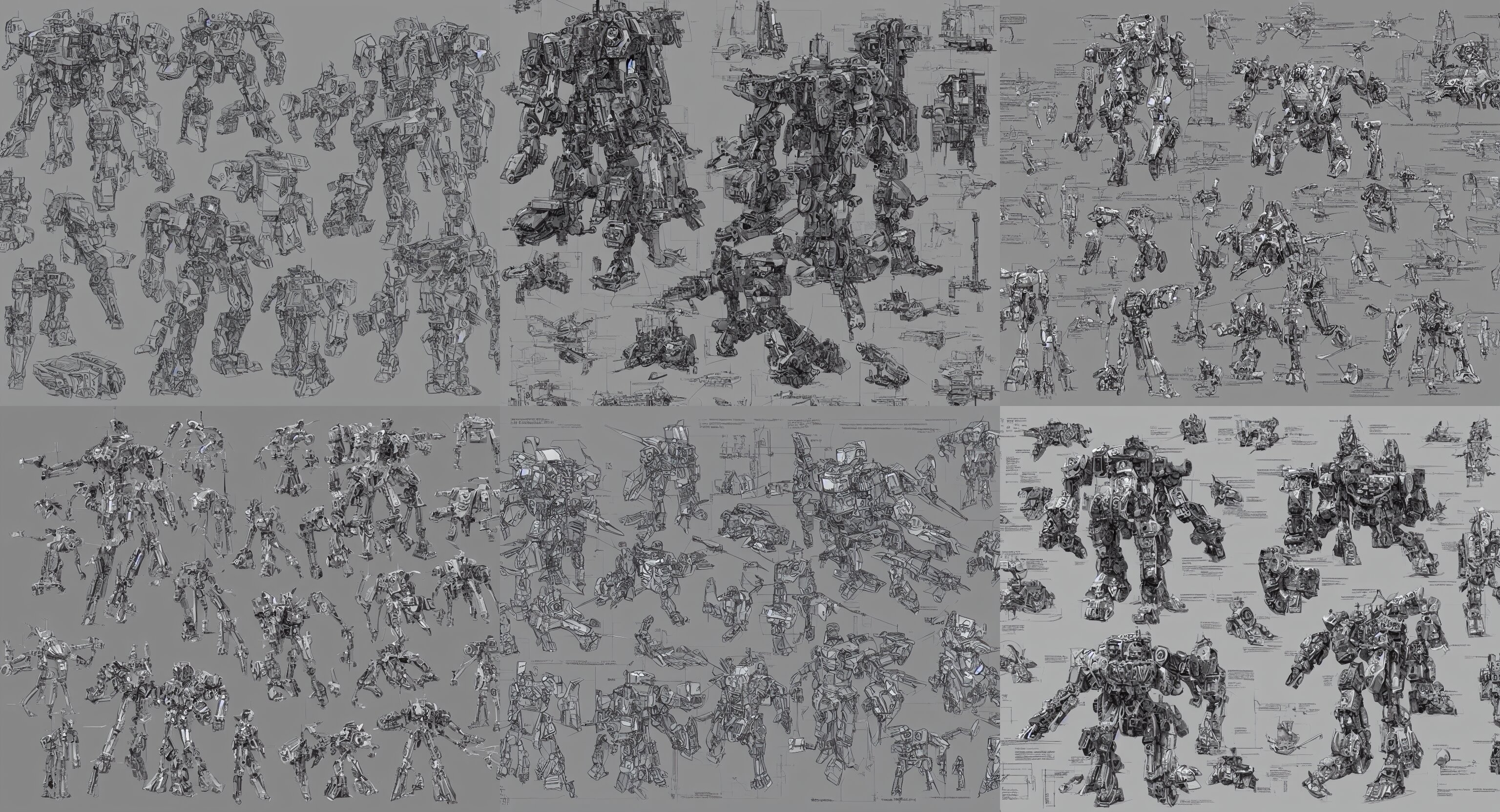 Detailed Schematic Drawing of a Battle Mech