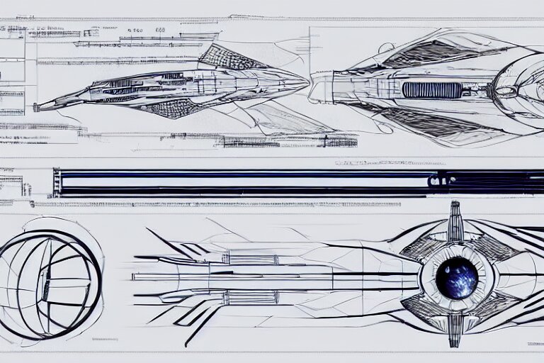 Futuristic Neo Solar Punk Space Ship Schematics