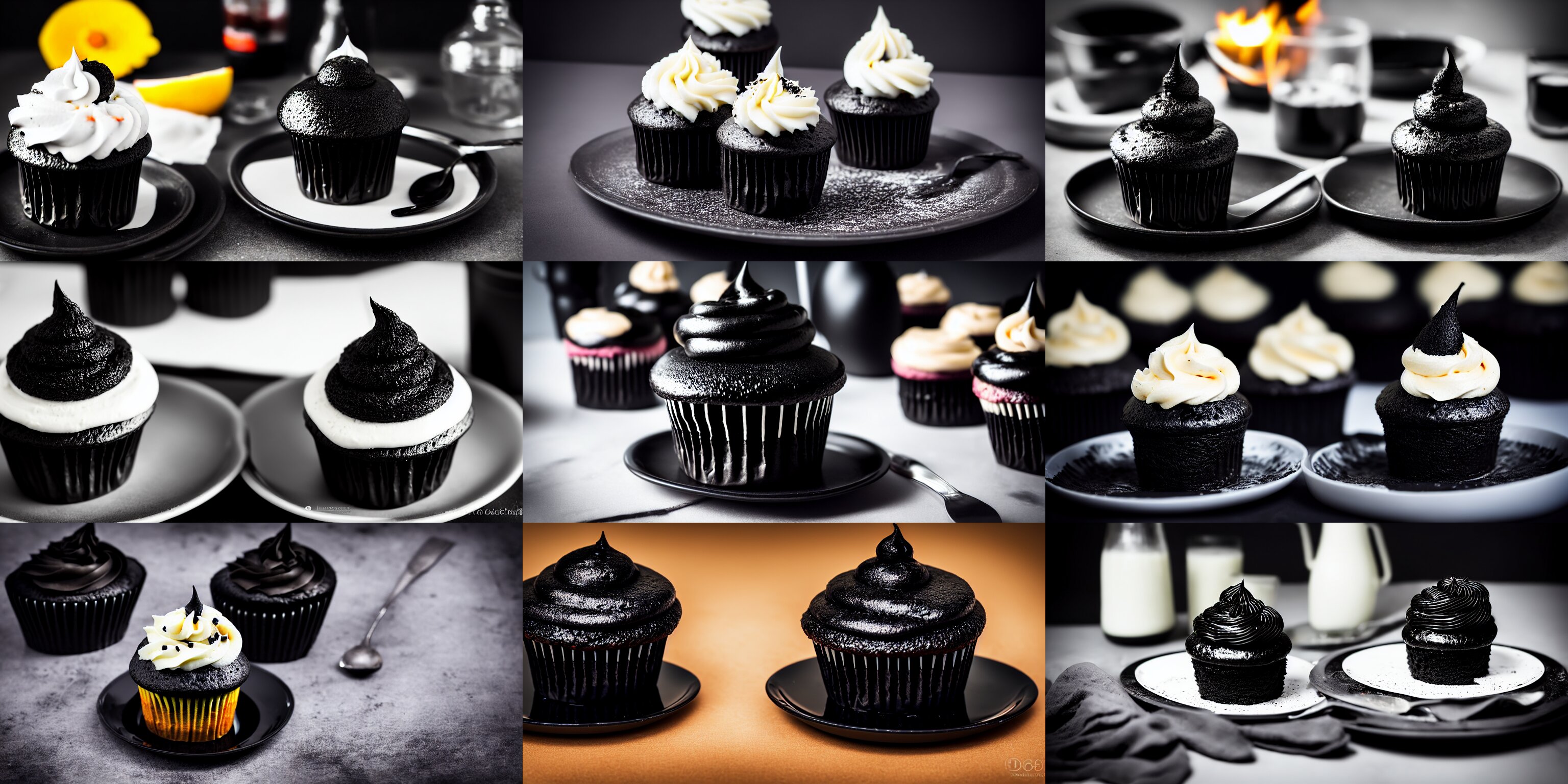 Dslr Food Photography of a Black Coloured Cupcake
