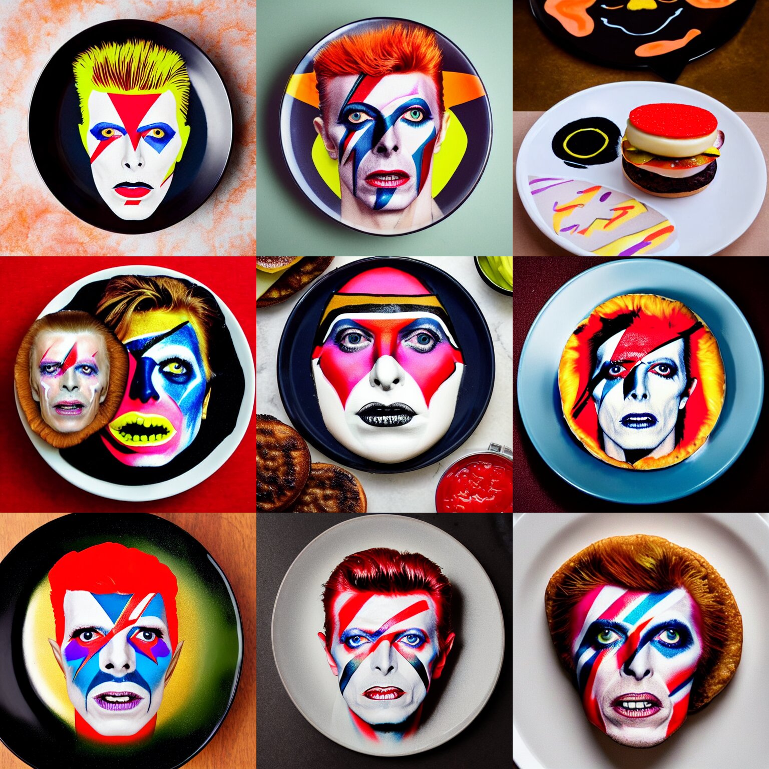 David Bowie Face Paint Themed Cheeseburger
