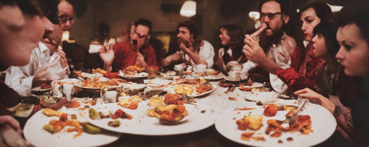 Group of People Licking from the Same Plate