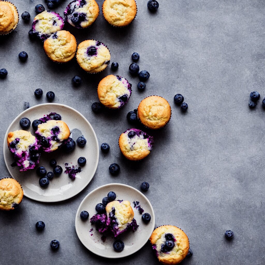 Plate with Blueberry Cupcakes