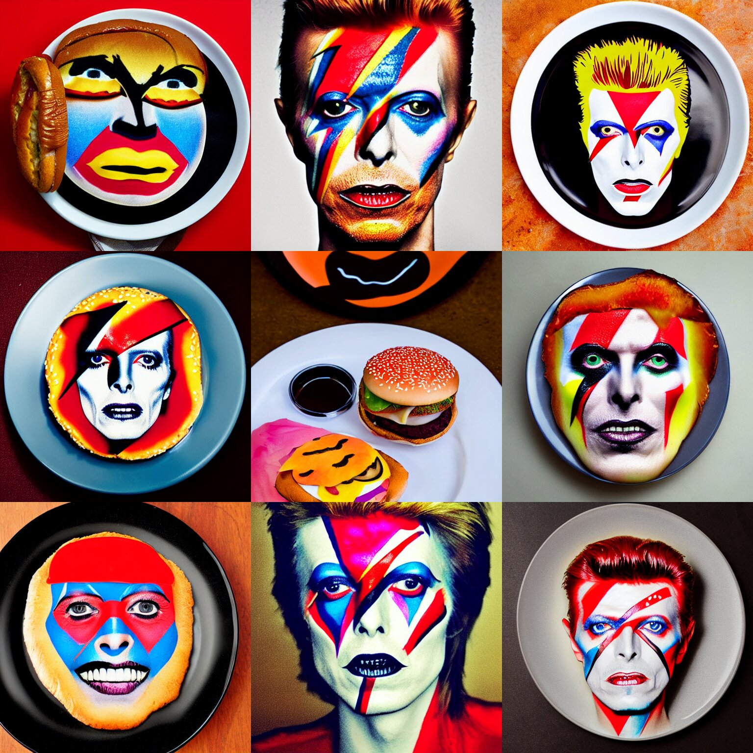 David Bowie Face Paint Cheeseburger