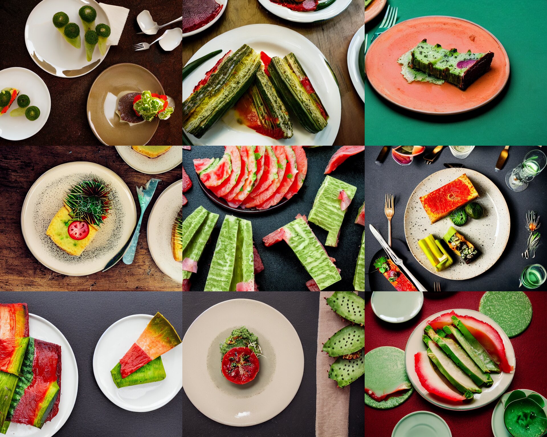 Fine Dining Plate of Slice Cactus