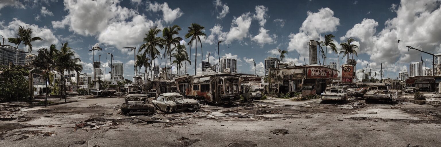 Low Wide Angle Shot of Dilapidated Fallout 5 Miami