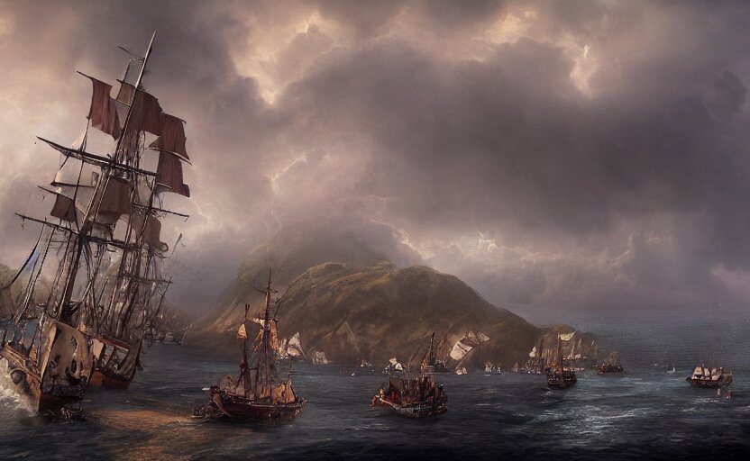 Secret Pirate Shanty Town and Harbor Full of Sail Ships