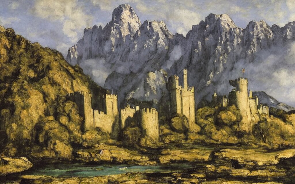 Medieval Castle with High Towers and Drawbridge