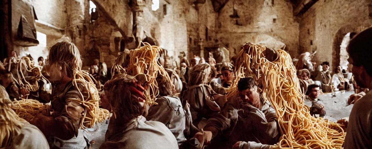 Knights Protecting a Giant Mound of Spaghetti