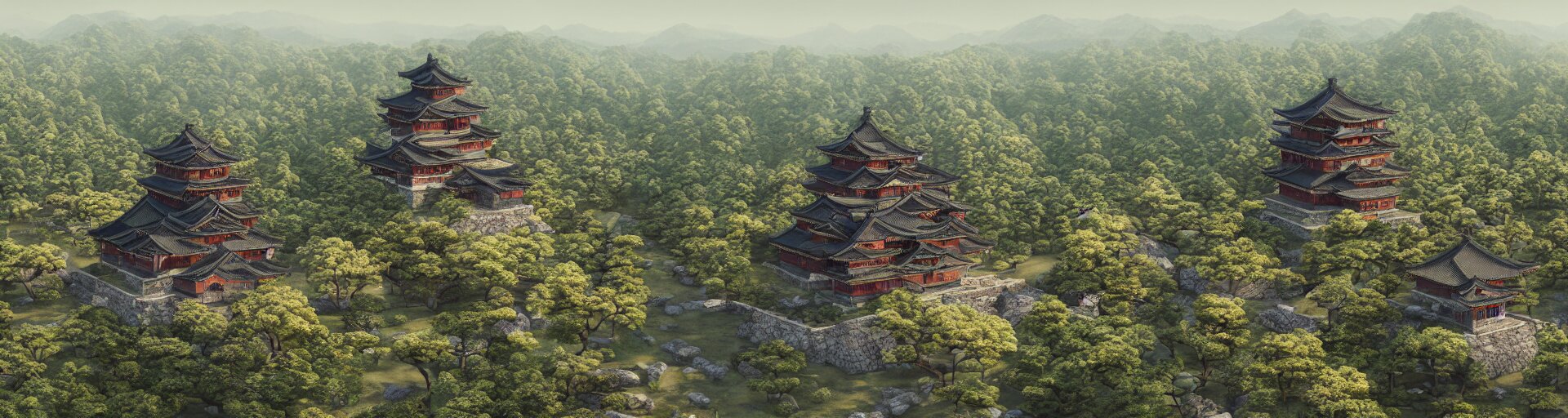 Photo Realistic Landscape of Medieval Japan Castle