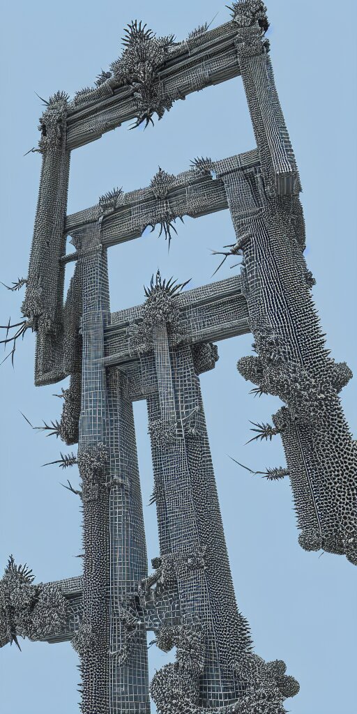 3 D Photographic Render of a Fractal Torii Gate Metallic Sculpture