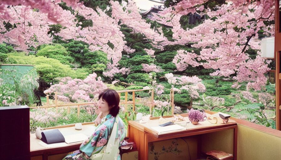1 9 9 0 S Candid 3 Photo of a Beautiful Day in the a Dreamy Flowery Japanese Cottage