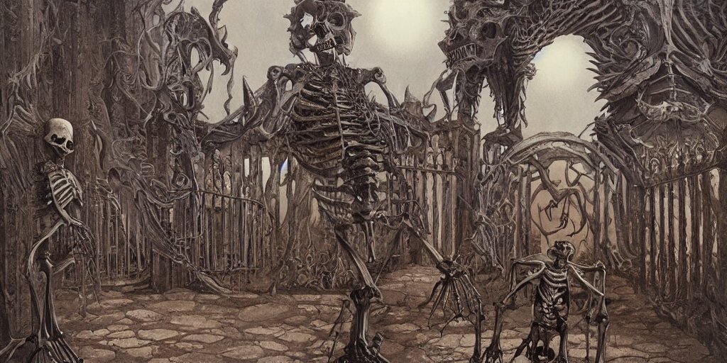 Huge Monster Skeleton in Front of the Temple