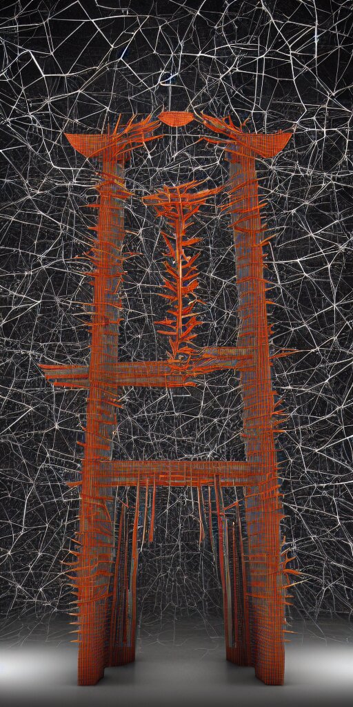 3 D Photographic Render of a Deconstructed Torii Gate Mundelbulb Sculpture