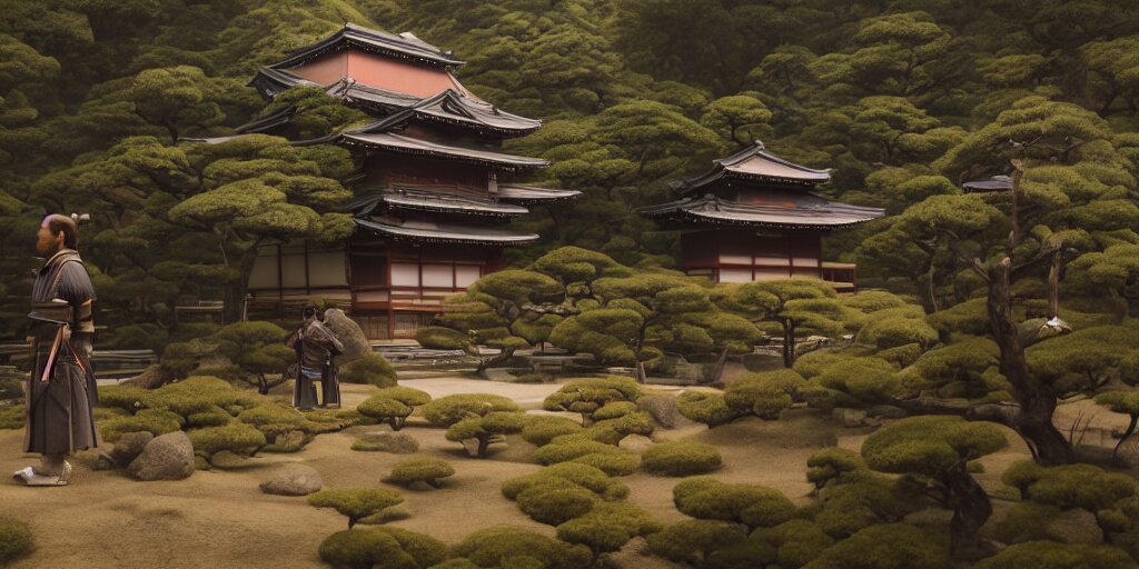 Film Still of a Japanese Samurai Temple in a Japanese Blockbuster Film