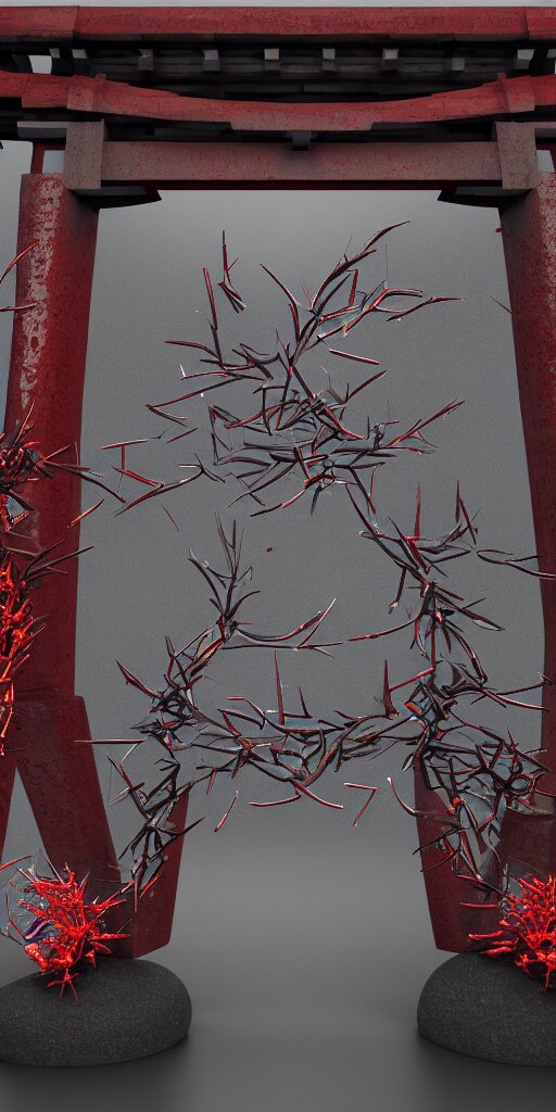 3 D Render of a Torii Gate Sculpture