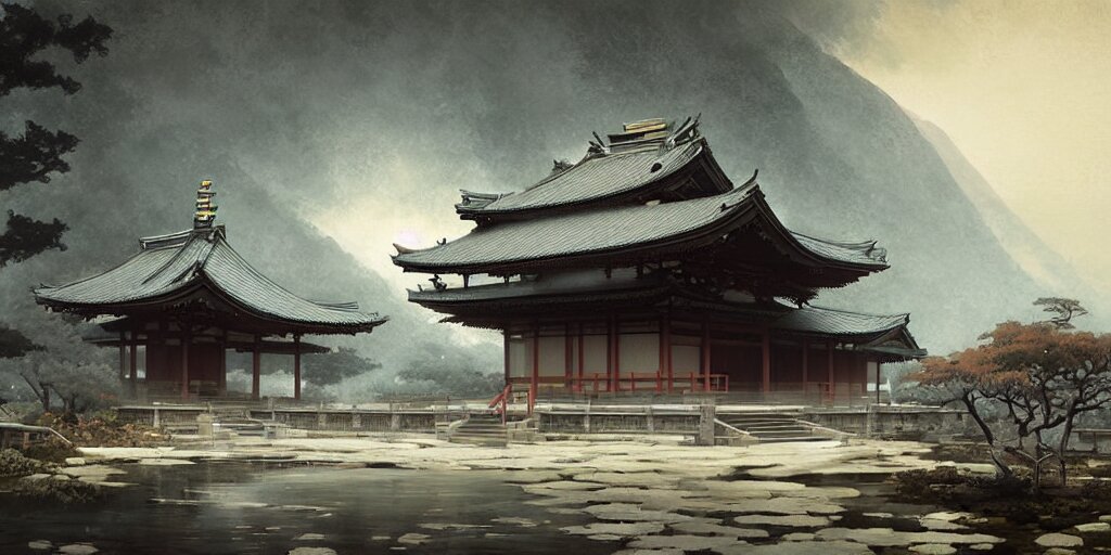 Japanese Temple a Fantasy Digital Painting