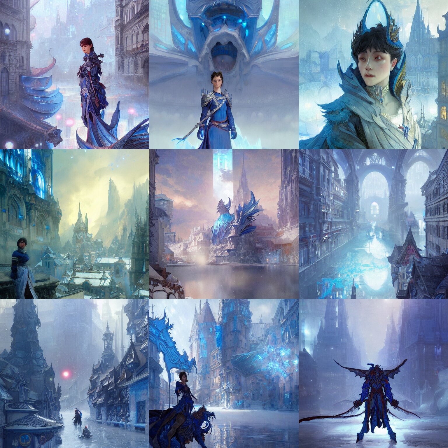 Blue Dragons in a City Made of Ice