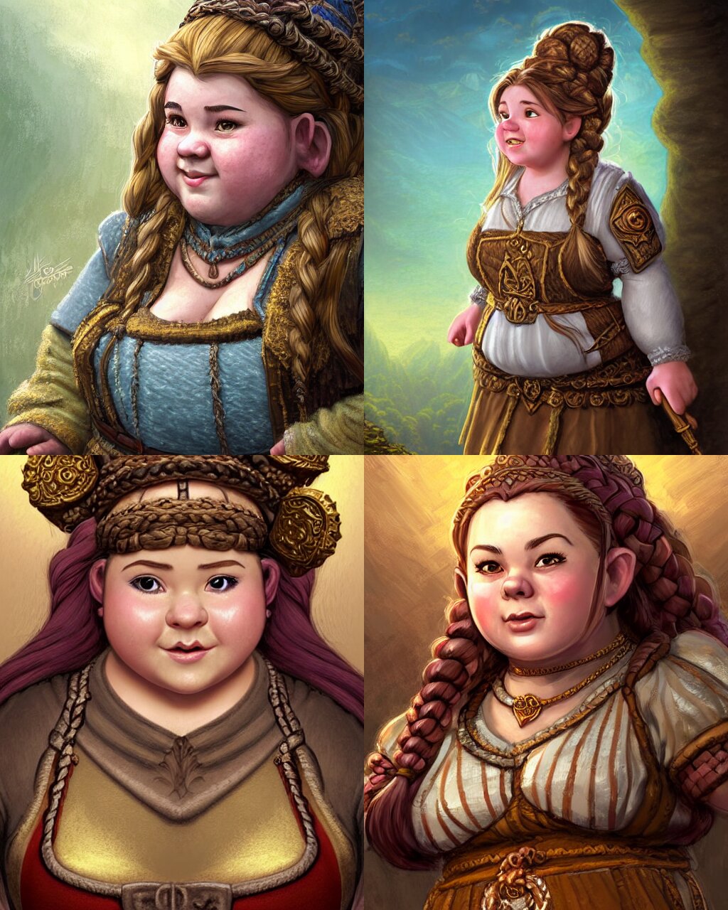 Portrait of a Cheerful Chubby Female Dwarf Royal Maid in the Dwarven Stone Palace