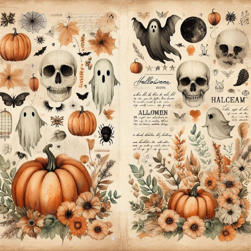 Vintage-Inspired Halloween Watercolor Design