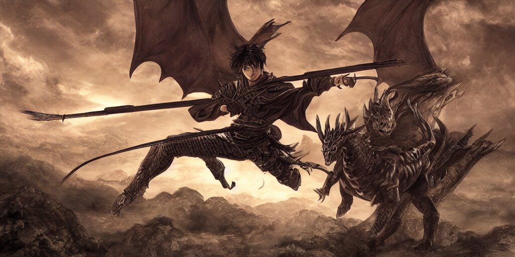 Korean Archer Shooting a Dragon