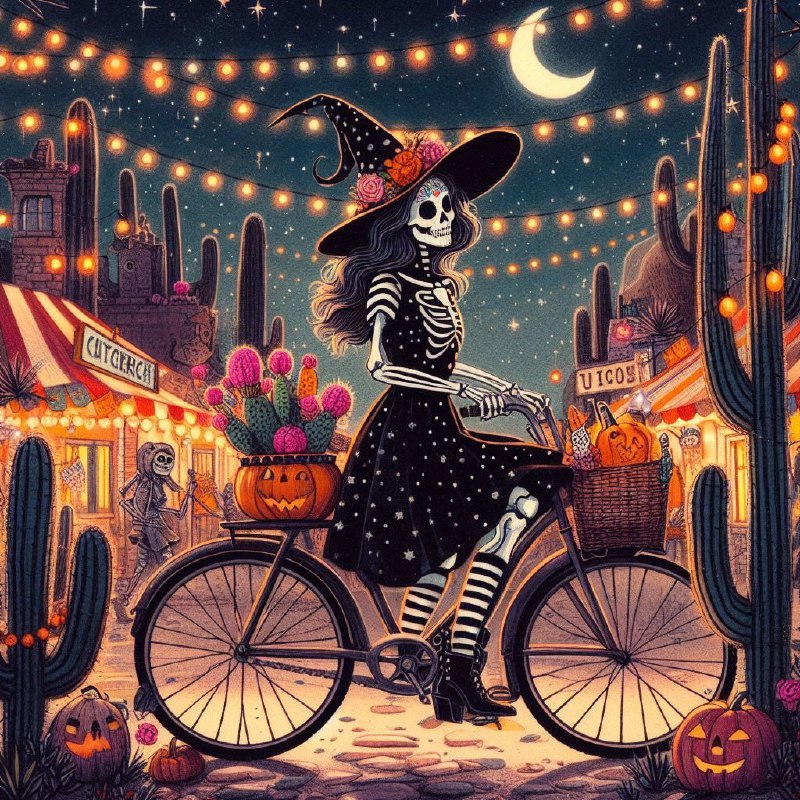 Witch Celebrating Dia de los Muertos