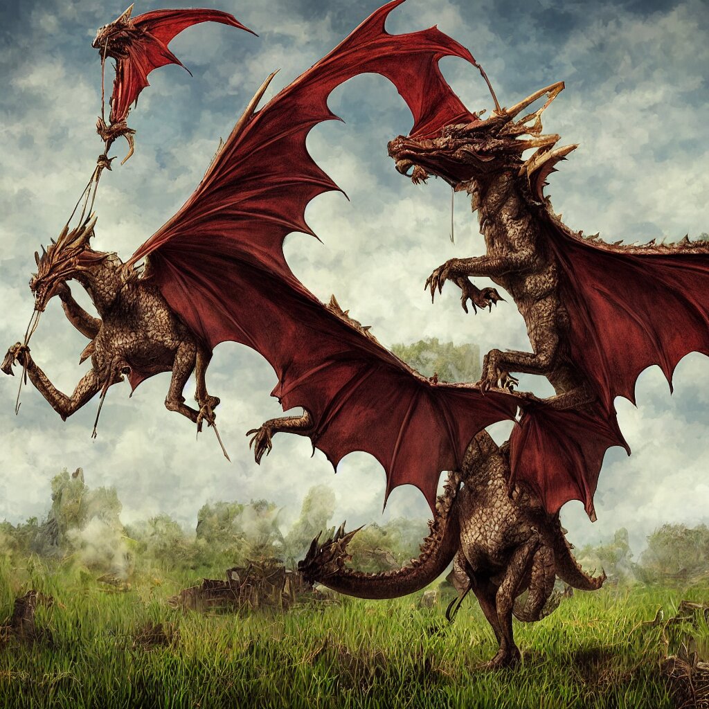 Fantasy Dragon Kept as a Pet in a Stable