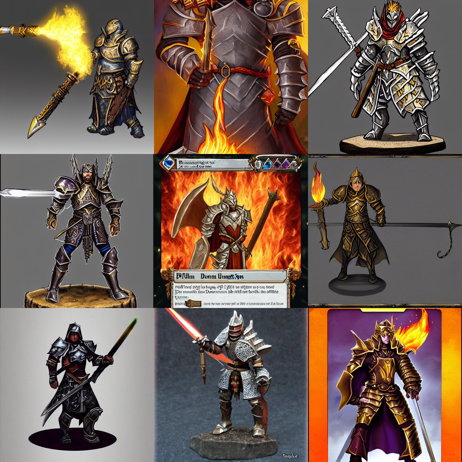 Paladin in Full Plate Armor with a Flaming Sword