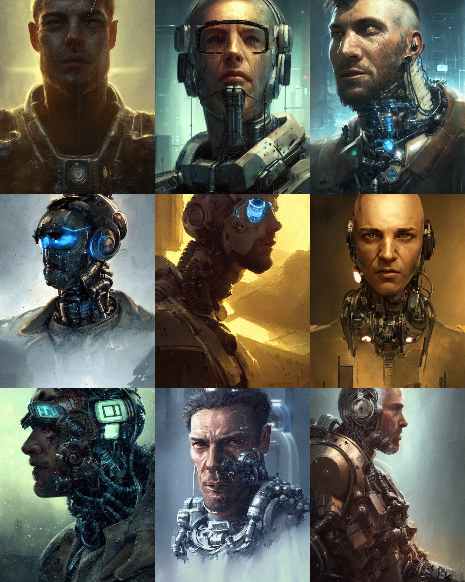 Rugged Research Engineer Man with Cybernetic Enhancements