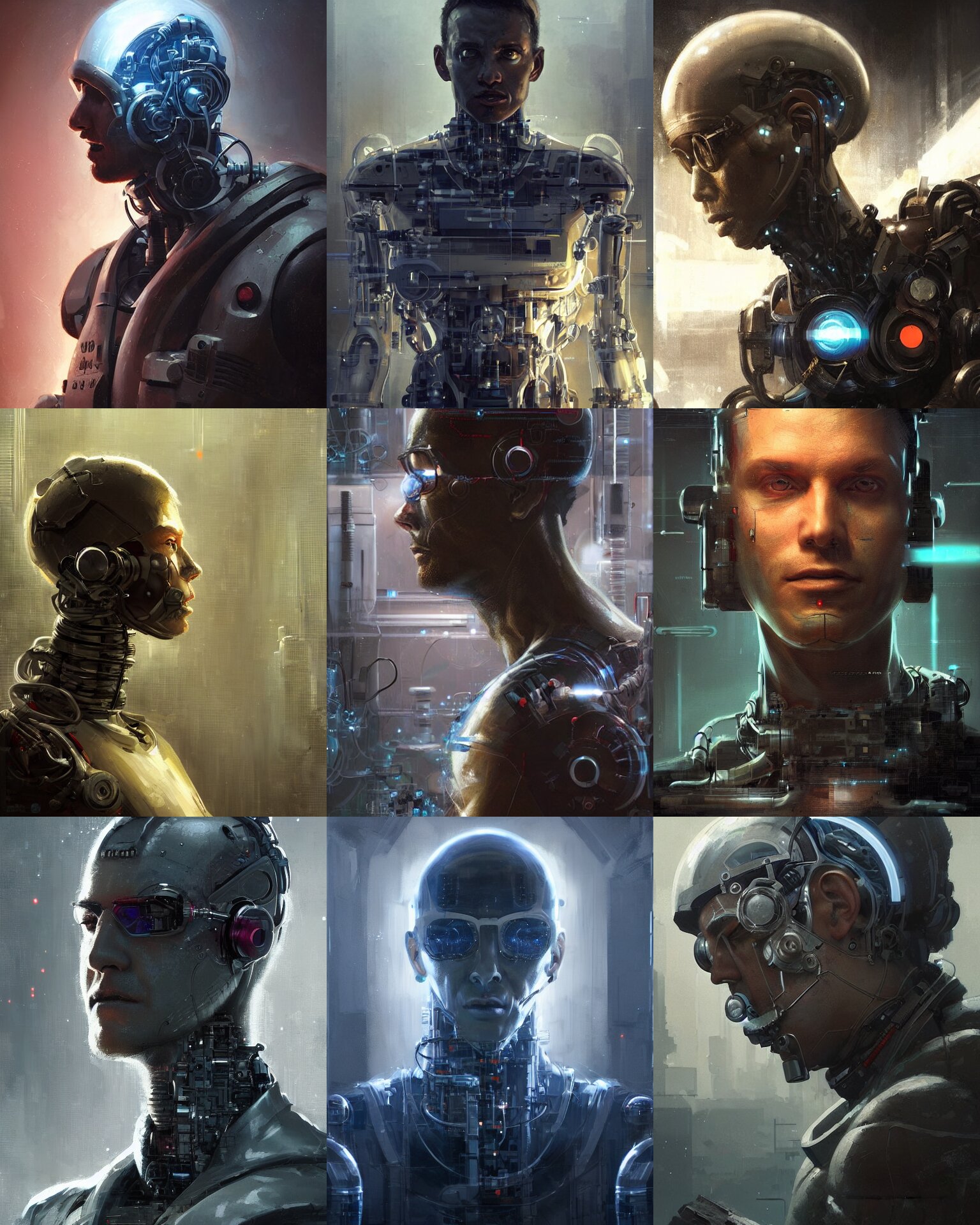 Laboratory Technician Man with Cybernetic Enhancements Seen from a Distance