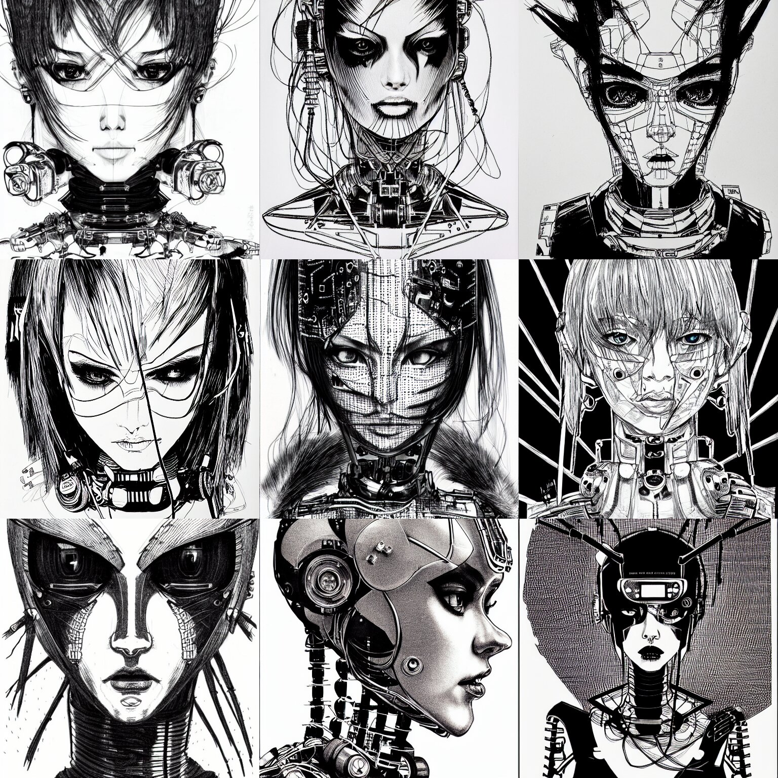 Punk Robot Girl Face Portrait