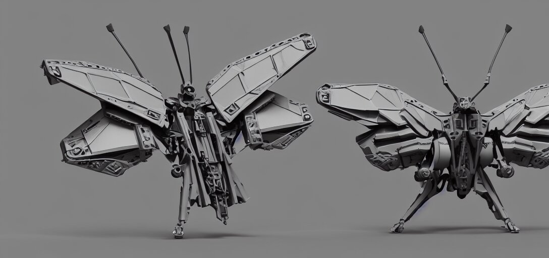 Mechanized Butterfly with Wings Spread