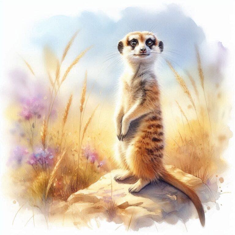Curious Meerkat in Serene Savannah