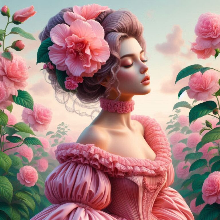 Pop Surrealism Rose Garden Ballerina Painting