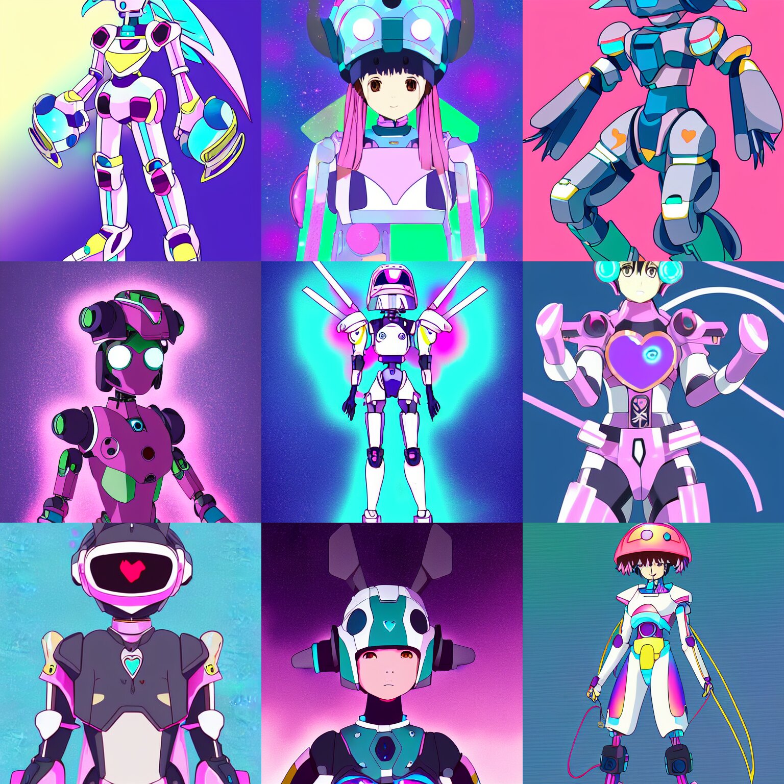 Mecha Magical Girl with a Heart Visor Helmet