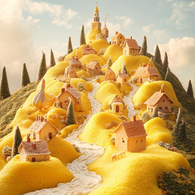 Cinematic Fairytale City Made from Mamaliga