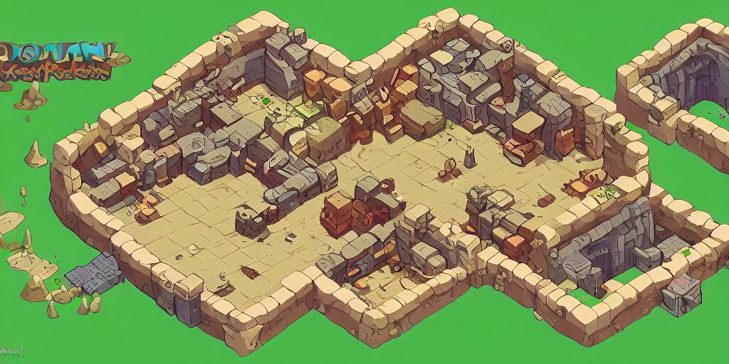 High Detailed Ìsometric Vector Art Presenting an Aerial View of a RPG Empty Room