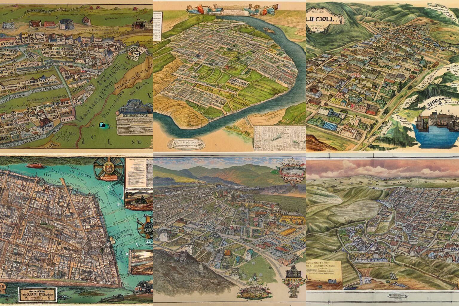 A Detailed Coloured Old Vintage Map of a Coal Miners Village
