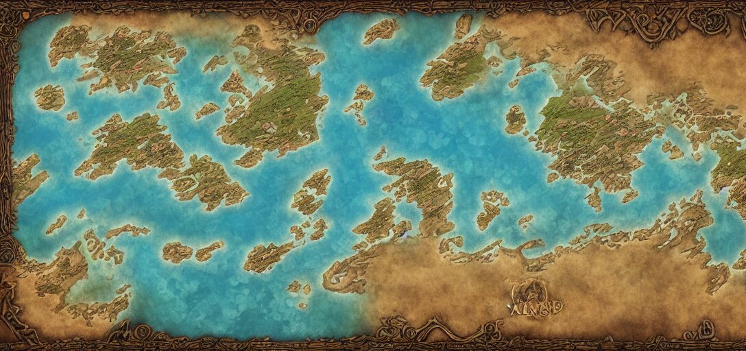 Fantasy World Atlas in the Style of a World of Warcraft World Map