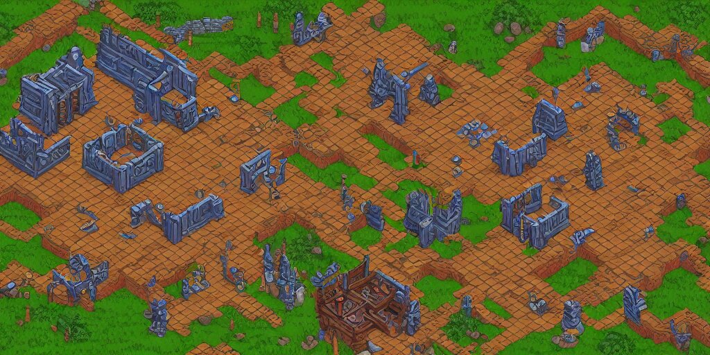 High Detailed Ìsometric Vector Art Presenting an Aerial View of a RPG Tavern
