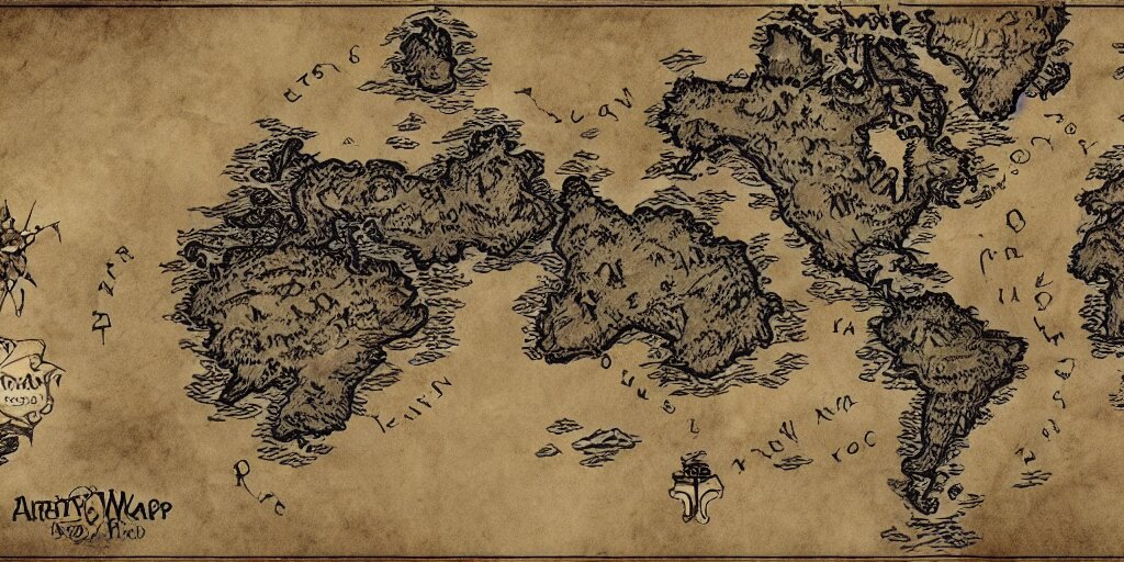 Fantasy World Map Hand Drawn