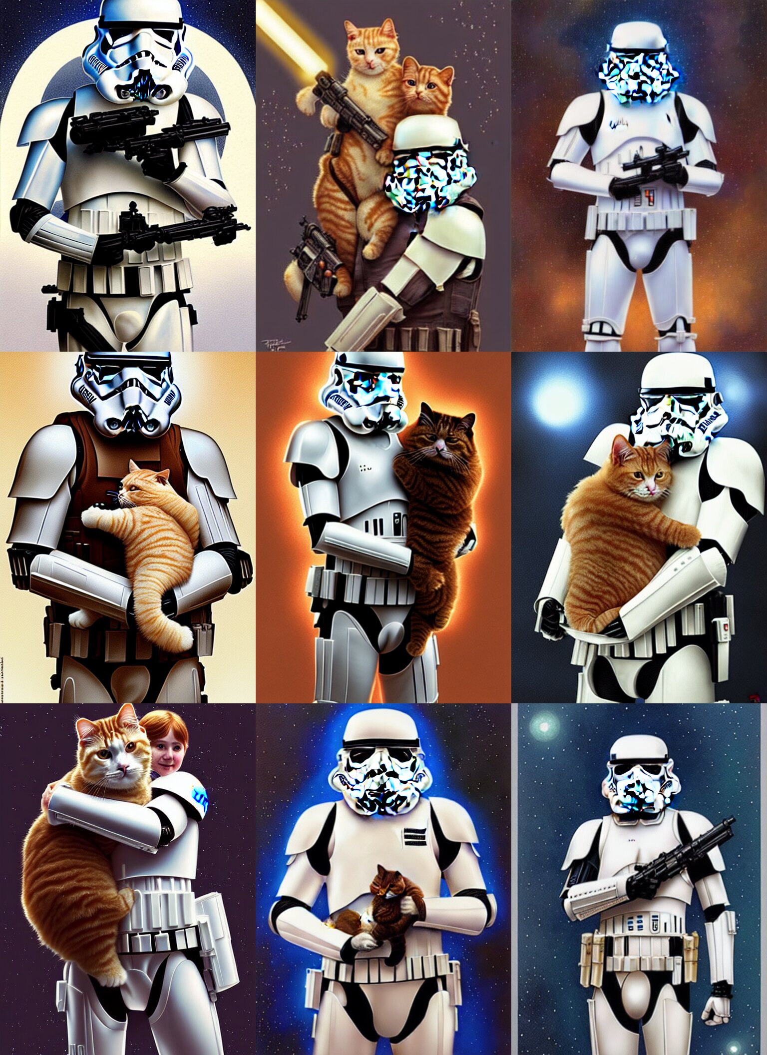 Stormtrooper Holding a Fat Ginger Cat in His Arms