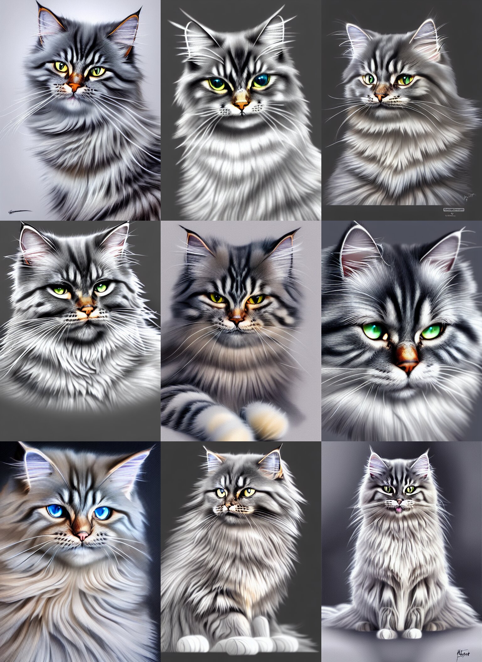 Gray Siberian Cat Making Biscuits in a Kitchen