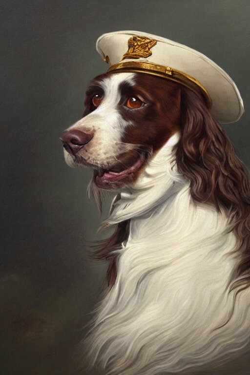 Painted Portrait of a Springer Spaniel with Brown Fur