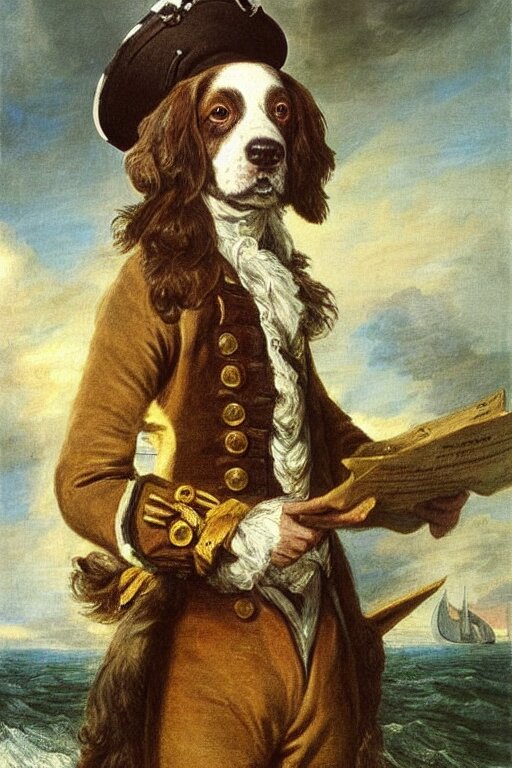 Painted Portrait of an Entirely Brown Springer Spaniel with No White Hair